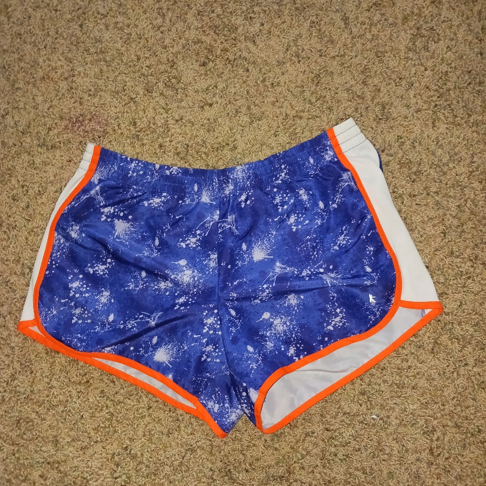 Danskin Now, Women's Shorts, Blue and Orange, Tie Waistband, Size L/G (12-14)